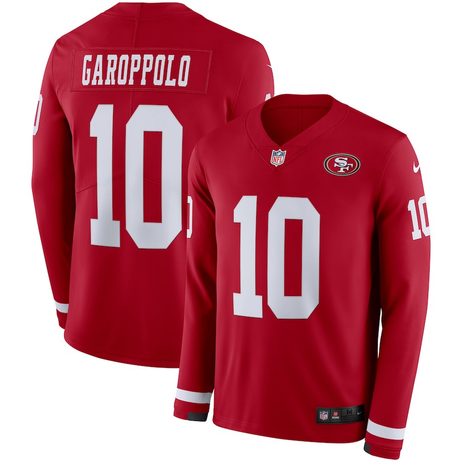 Men San Francisco 49ers #10 Garoppolo red Limited NFL Nike Therma Long Sleeve Jersey